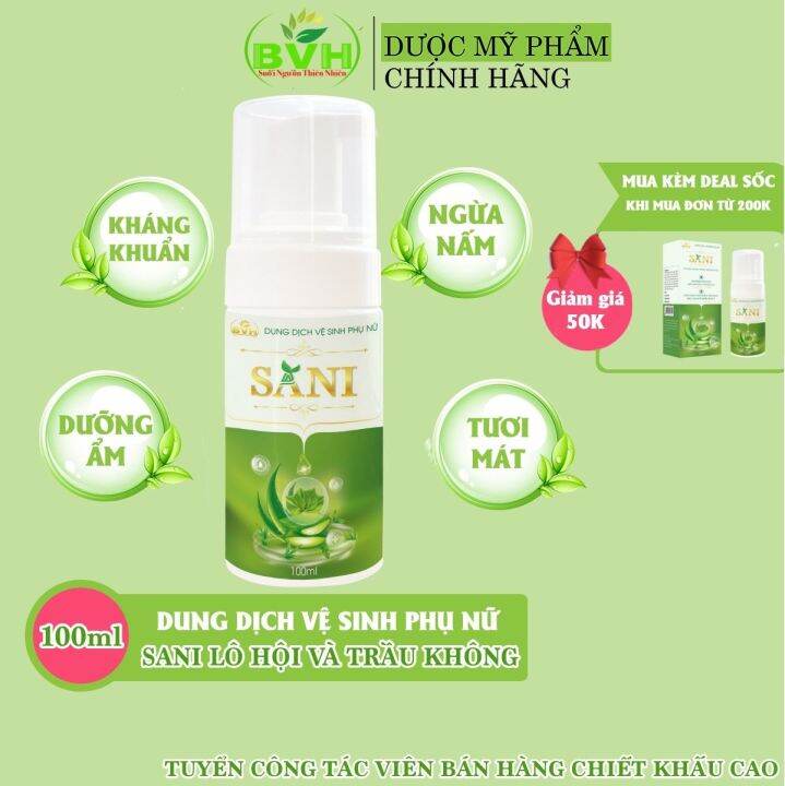 Dung dịch vệ sinh phụ nữ trị nấm ngứa SANI Gel trầu Không.