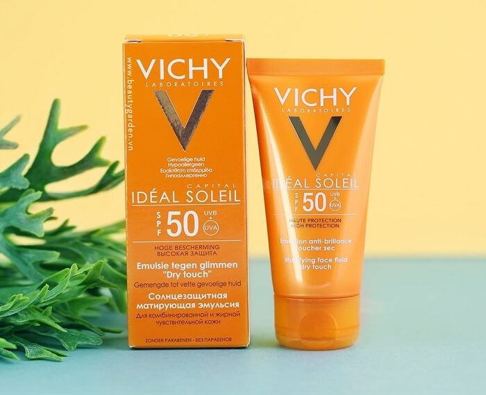Kem chống nắng cho da dầu mụn Vichy Ideal Soleil giúp chống nắng với chỉ số SPF 50+