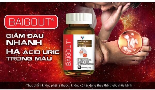 Sản phẩm Baigout giúp giảm hàm lượng acid uric trong máu hiệu quả phù hợp cho người bị bệnh gout