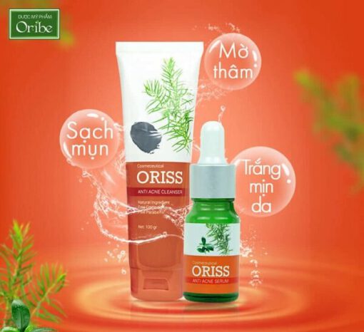 Bộ đôi Serum Oriss và sữa rửa mặt mụn Oriss có chiết xuất từ thiên nhiên phù hợp cho da dầu mụn